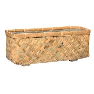 Pottery Pots Nouri Bamboo Indoor Outdoor Rectangle Planter, Natural Finish
