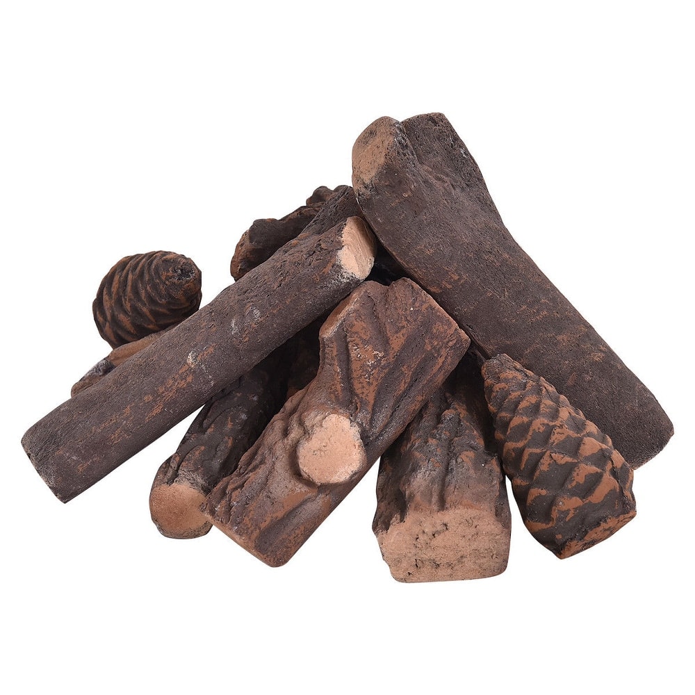 Costway 9PCS Ceramic Wood Gas Log Set Fireplace Imitation Wood Propane