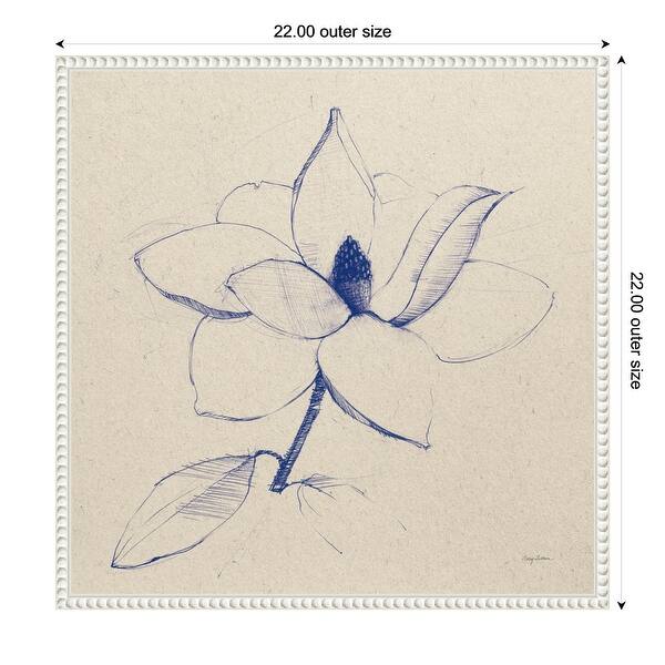Modern Vintage Floral II Indigo by Avery Tillmon Framed Canvas Wall Art Print 22 x 22 in. - Sylvie Beaded White
