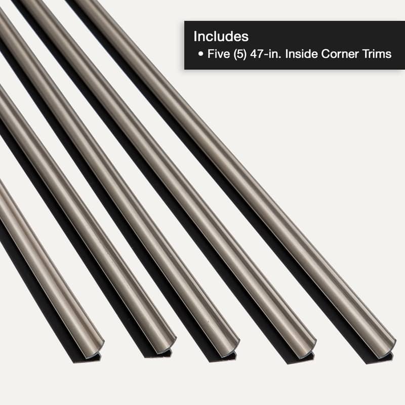 FASÄDE 47 in. Decorative Vinyl Inside Corner Trim Crosshatch Silver (5 Pack) - 5 Pack