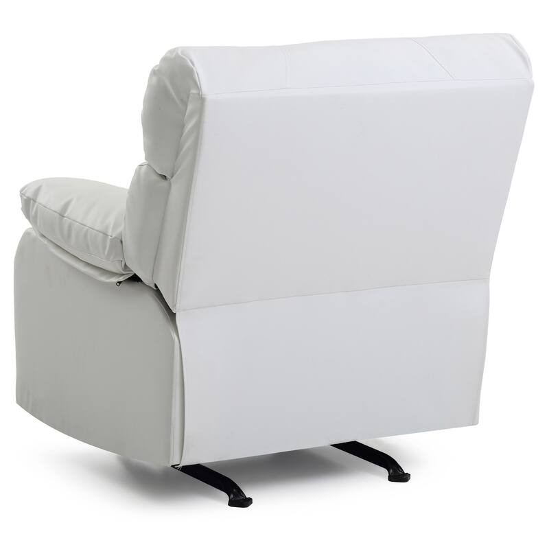 Faux Leather Upholstered Reclining Chair with Padded Arms - 39" - White