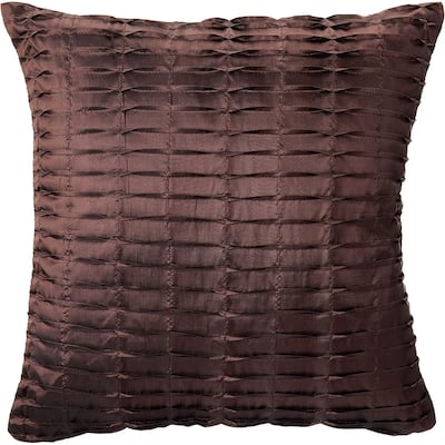 Violet Linen Silky Pleated Satin Pattern, 17 Inch x 17 Inch, Square, Decorative Accent Throw Pillow