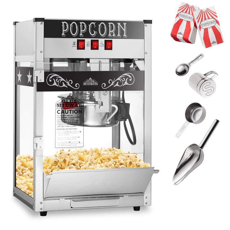 Commercial Popcorn Machine Maker Popper with Large 8oz Kettle