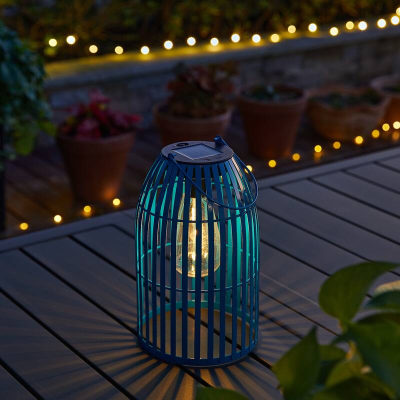 Glitzhome 9.75"H Metal Woven Solar Powered Outdoor Hanging Lantern