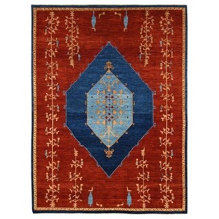 Shahbanu Rugs Barn Red, Antiqued Bijar Open Field Design, Natural Dyes ...