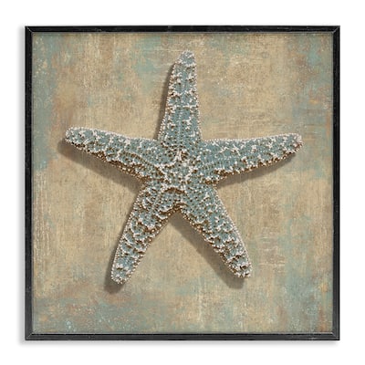 Stupell Starfish Beach Objects Design,12 x 12, Framed Wall Art