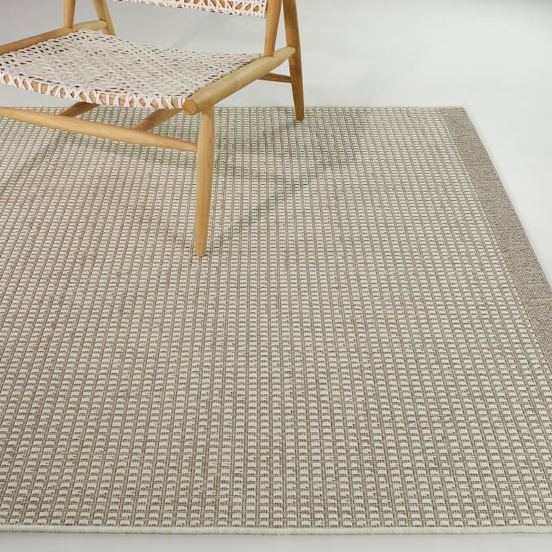 Rosei Casual Textured Checkered Indoor/ Outdoor Area Rug - 5'3" x 7' - Beige