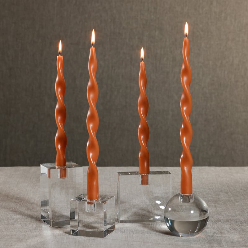 Lumière Twist Formal Taper Candles, Set of 12 - Holiday Table Décor