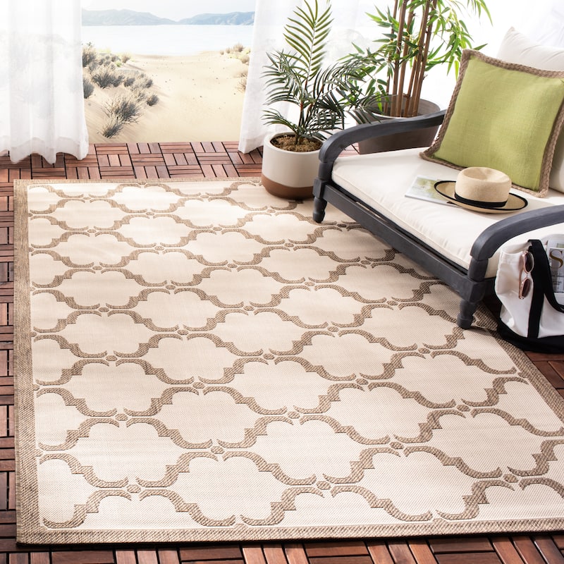 SAFAVIEH Courtyard Charleen Indoor/ Outdoor Waterproof Patio Backyard Rug - 8' x 11' - Beige/Brown