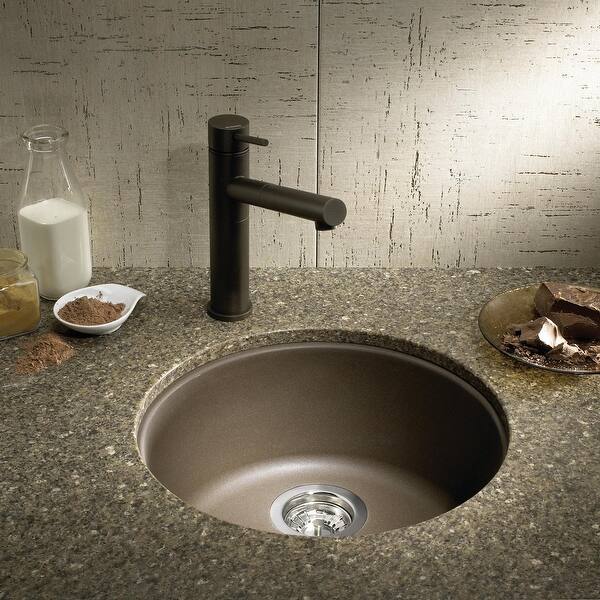 RONDO Dual Mount Granite Composite 17.69 in. Single Bowl Bar Sink in Anthracite
