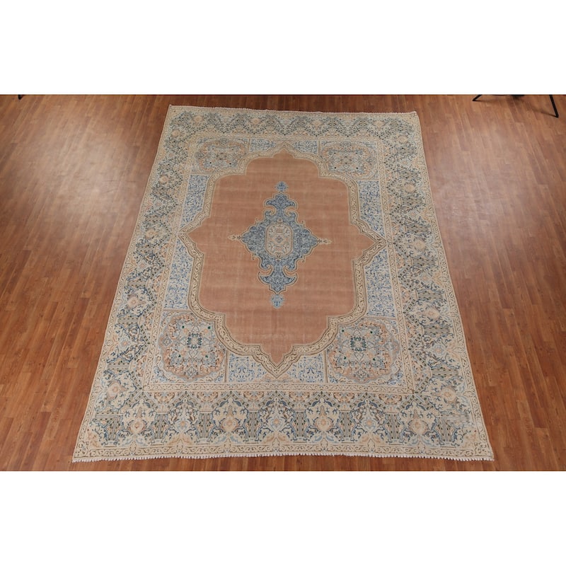 Kerman Vintage Persian Area Rug Handmade Wool Carpet - 9'5" x 12'11"