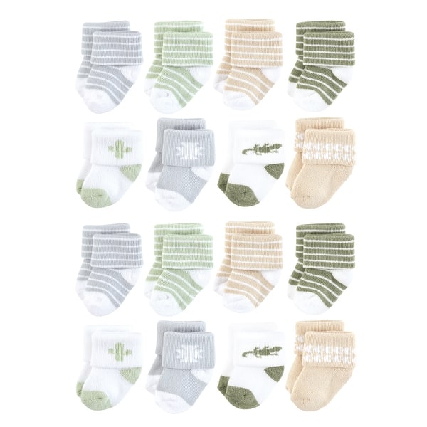 slide 1 of 1, Hudson Baby Cotton Rich Baby Terry Socks 16-Pack, Little Lizard 6-12 Months - Little Lizard