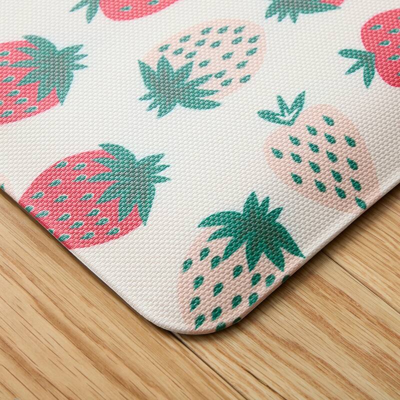 SUR LA TABLE KITCHEN ESSENTIALS Home Sweet Home Quirky Strawberries Fruit Anti Fatigue Comfort Mat, Kitchen Mat