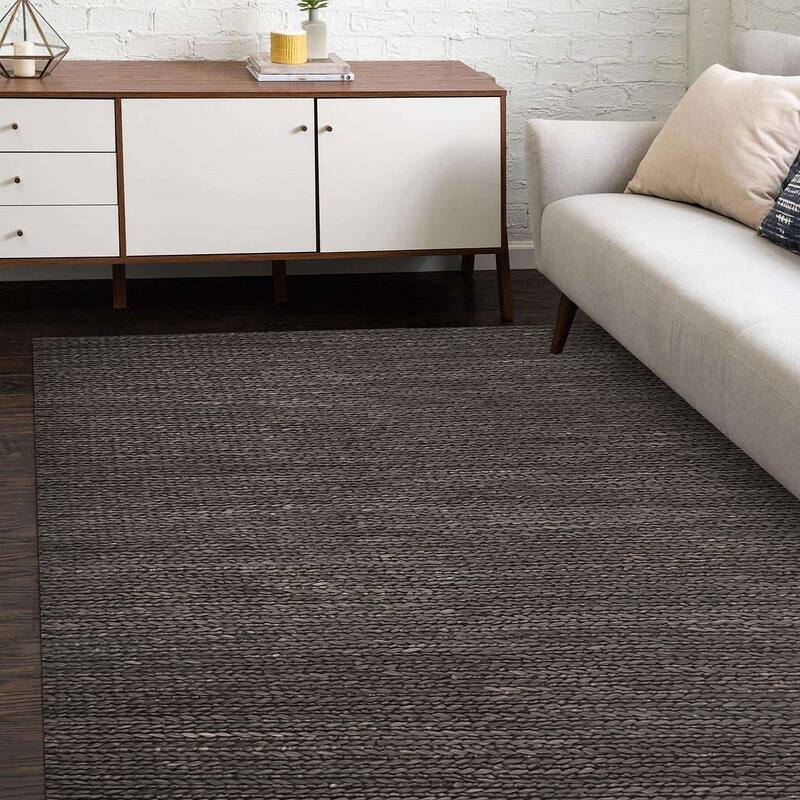 Overton Handmade Modern Contemporary Solid Area Rug - 2' x 3' - Charcoal