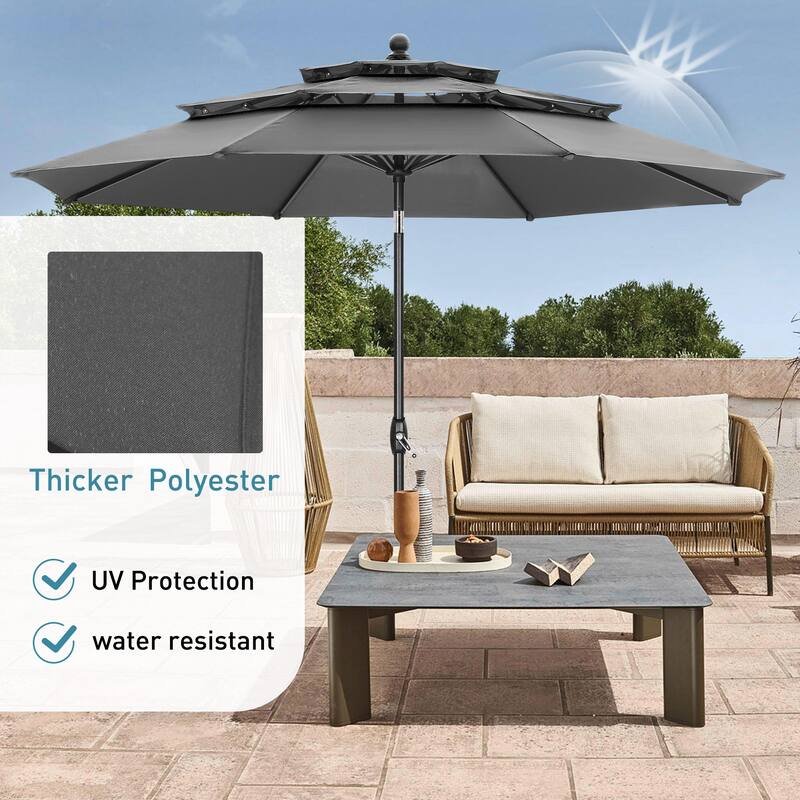 Autlaycil 10FT 3-tier Tilting Patio Umbrella With Base