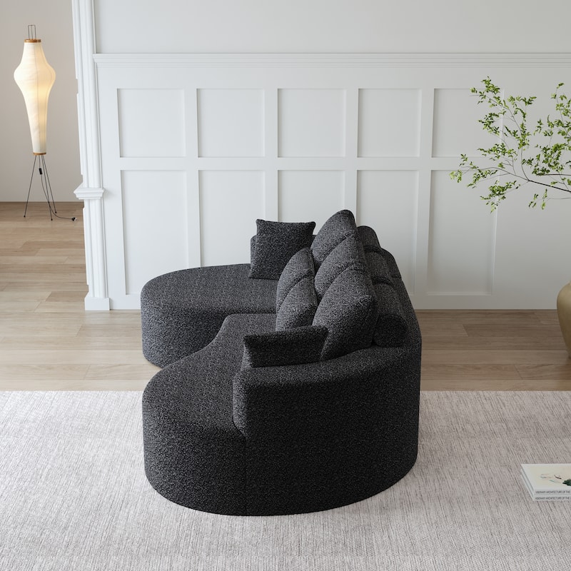 L-Shaped Curved Cloud Sectional Couch, Oversized Chenille Upholstered 4-Seater Sofa, Full Compressed Corner Sofa with 7 Pillows