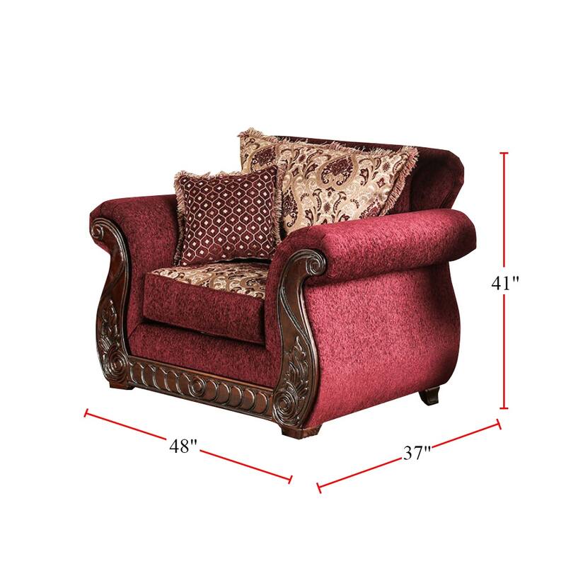 Fabric Upholstered Chair with Rolled Arms Design