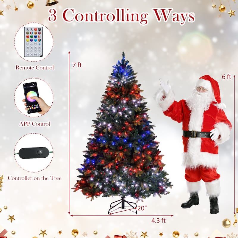 Gymax Smart Pre-Lit Artificial Christmas Tree w/ Remote Control