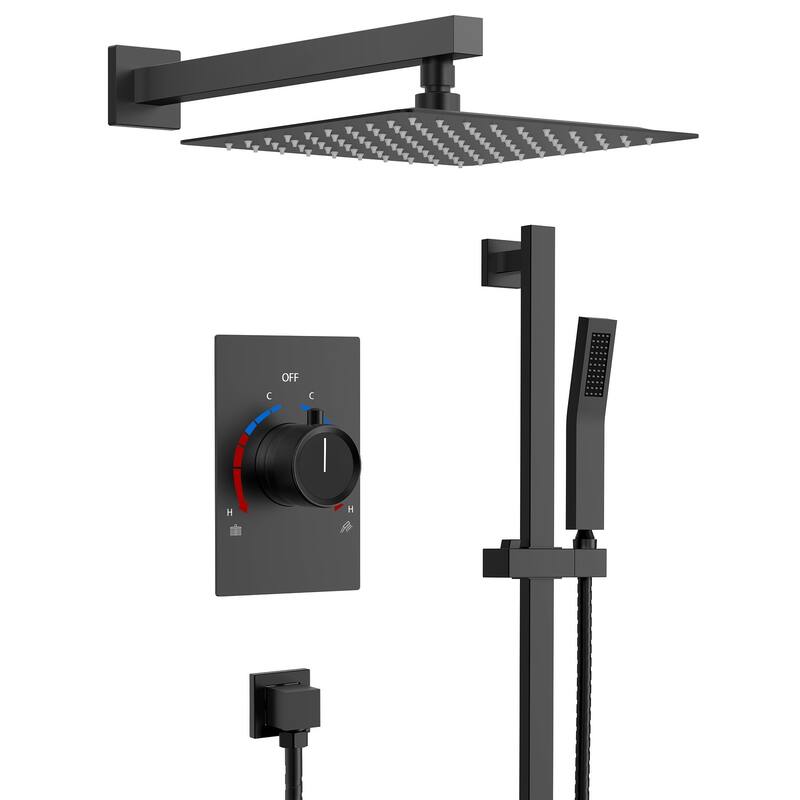Slide Bar High-Pressure Balancing Shower System 10" Rainfall Shower Head with Handheld Shower