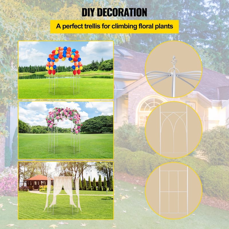Outdoor Metal Garden Arbor Arch, Birdcage Trellis for Climbing Plants