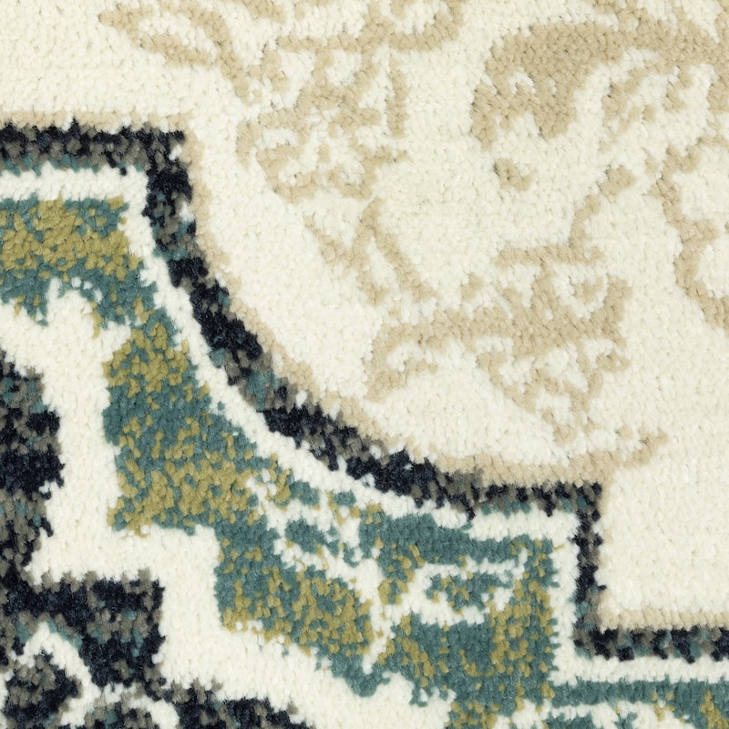 Style Haven Prentiss Overscale Medallion Ivory/ Navy Area Rug