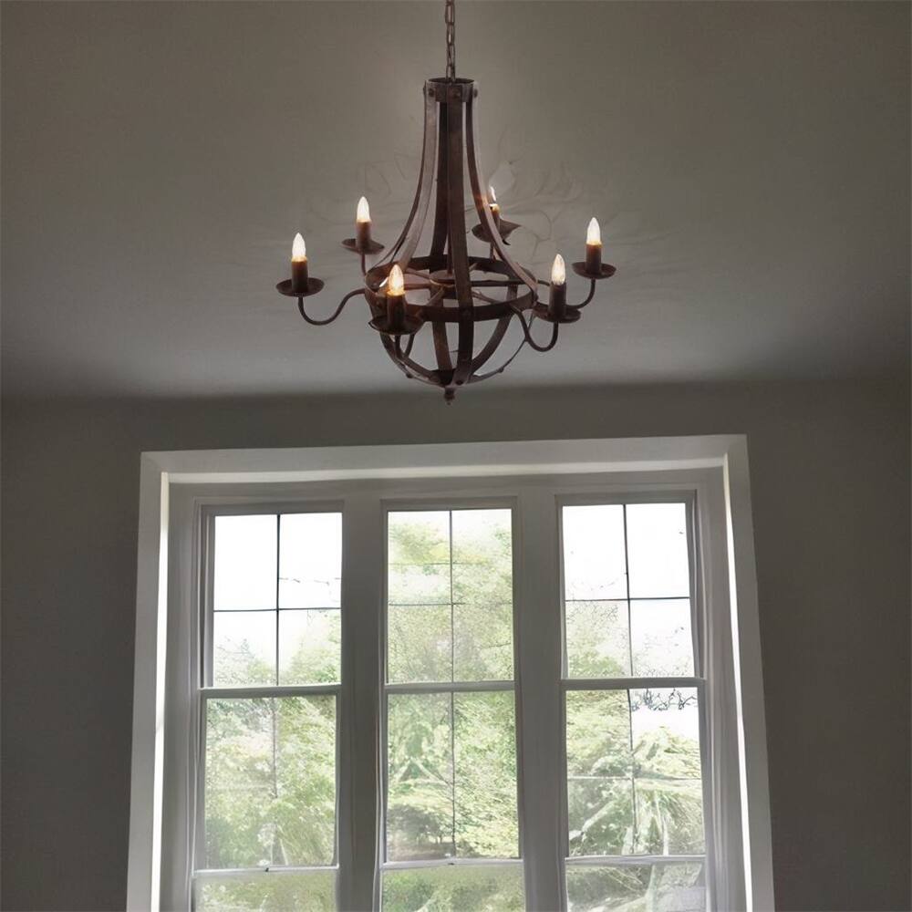 6 - Light Metal Chandelier with Adjustable Chain（No Bulb） - N/A - Bed ...
