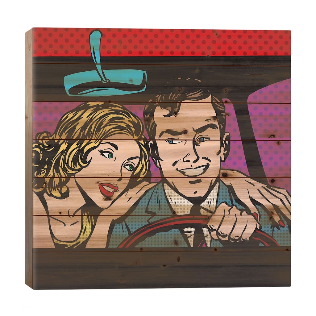 Pop Art Comics Retro Style Halftone Print On Wood by Depositphotos - Multi-Color