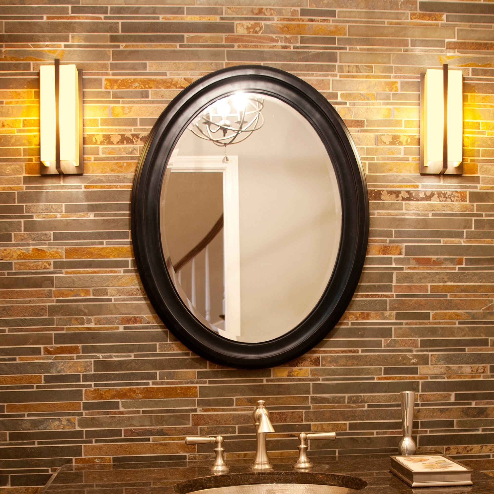 Allan Andrews George Oval Matte Black Wall Mirror