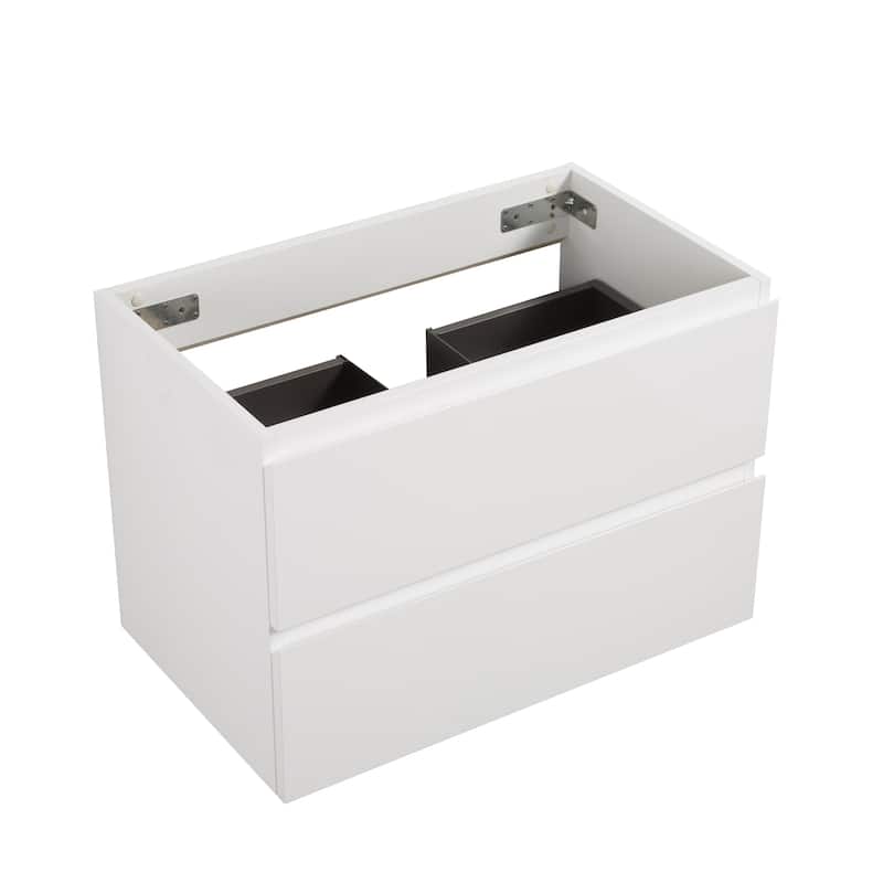GDFStudio - Evelyn Alice Wall-Mounted Storage Cabinet with Dual Drawers and Clean Modern Profile - Cabinet WITHOUT basin