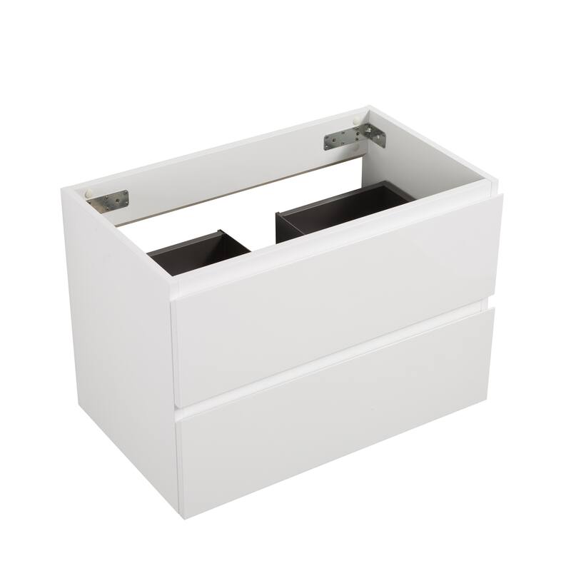 Modern Bathroom Vanity with 2 Spacious Drawers, Handle-Free Design, and Natural Oak Finish - 29.7in L