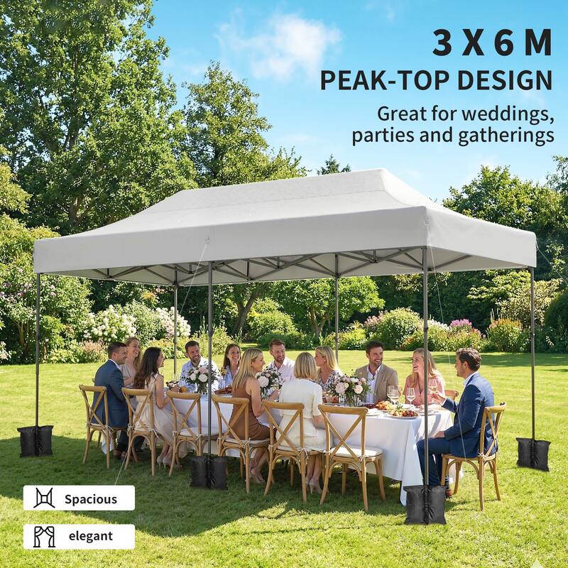 Outsunny 10 x 20 ft Pop Up Canopy Tent, Heavy Duty UPF50+ Outdoor Portable Instant Canopy Shelter with Wheeled Carry Bag