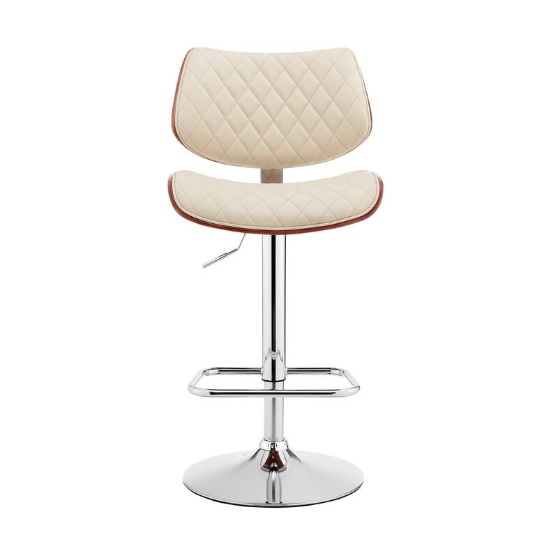 Faux Leather Adjustable Bar Stool with Swivel Seat and Chrome Matte Frame