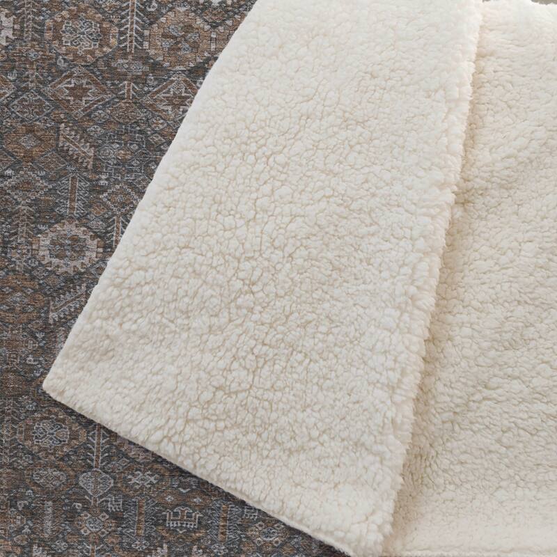 Premium Machine Washable Boho Moroccan Sherpa Throw Blanket