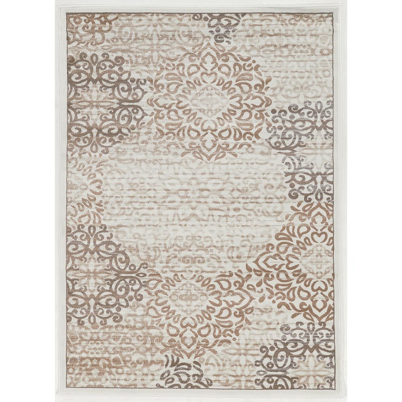 Admire Home Living Plaza Modern Abstract Damask Pattern Area Rug