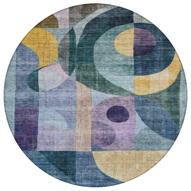 Machine Washable Indoor/ Outdoor Contemporary Geo Chantille Rug
