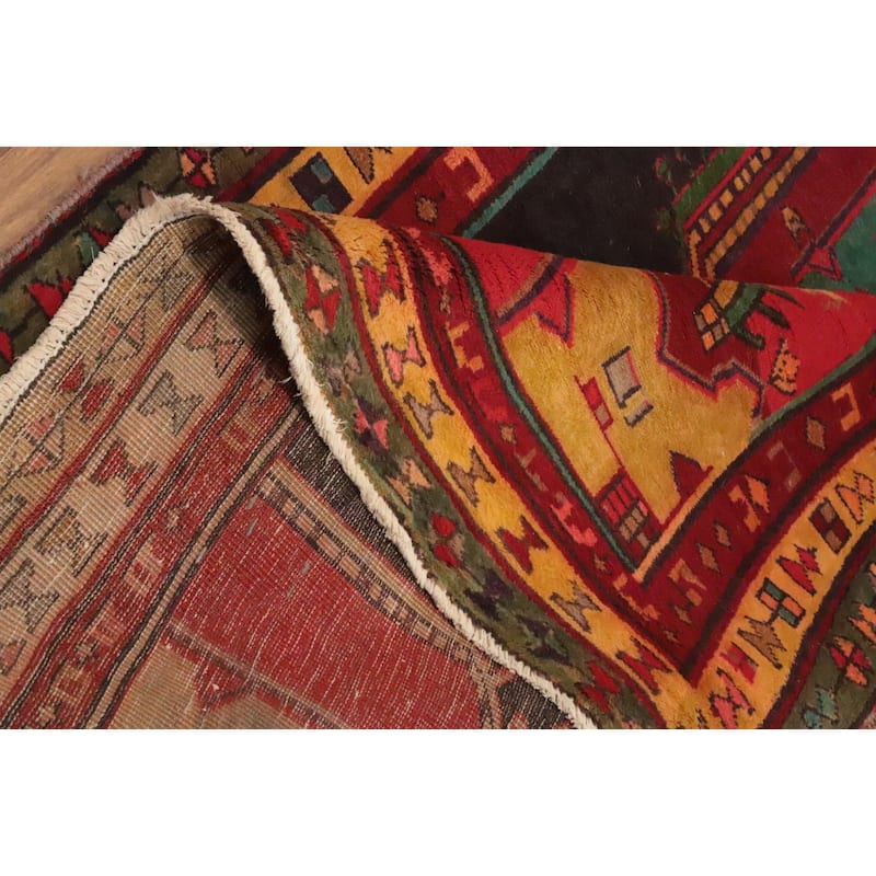 Hand Knotted Oriental 100% Wool Carpet Traditional Geometric Greys & Charcoal Ardebil Runner Rug - 9' 7'' X 4' 0''