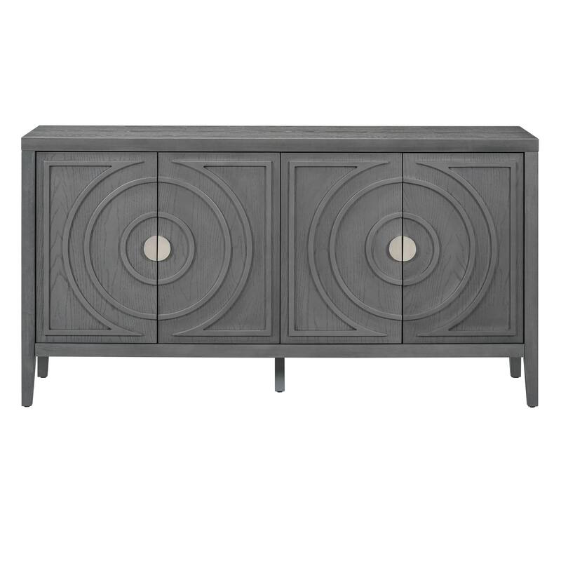 Antique Sideboard with Adjustable Shelves & Solid Wood Frame for Dining Room Storage