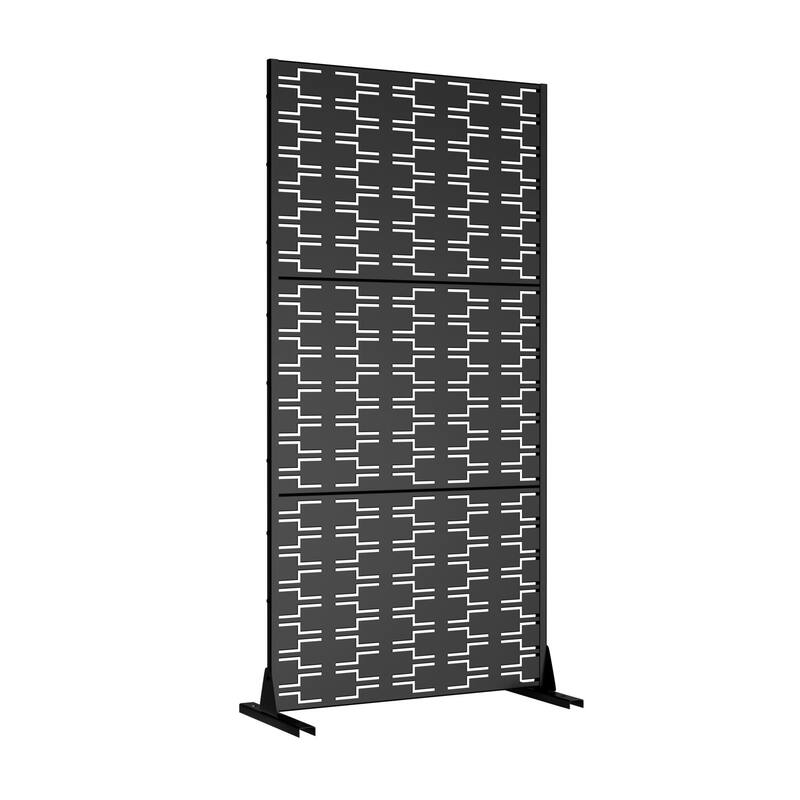 72" H×47"W Dovelina Black Outdoor Freestanding Metal Privacy Screen Decorative Garden Fence