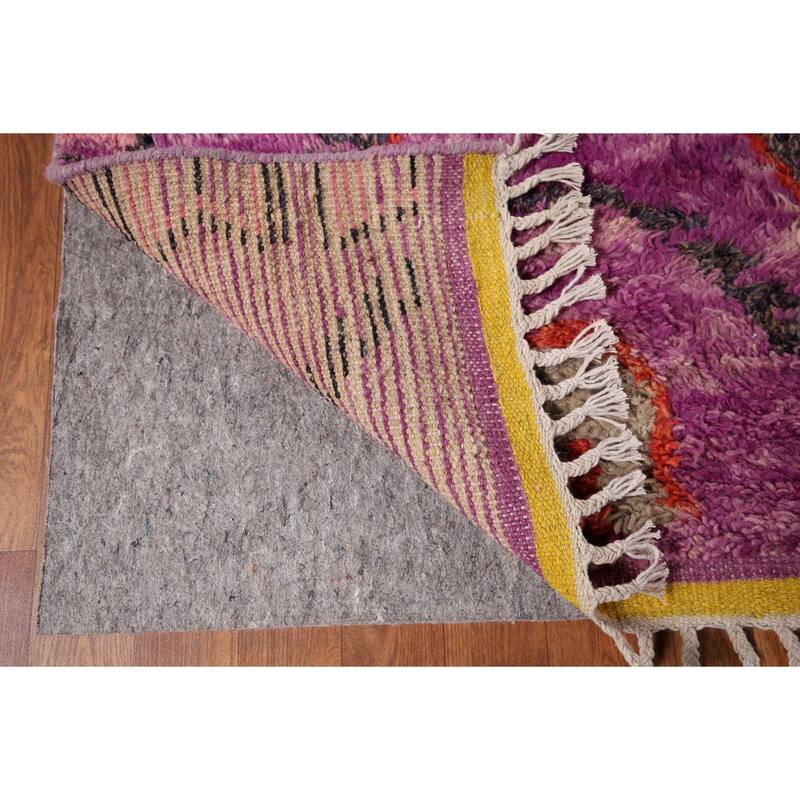 Purple Plush Moroccan Area Rug Handmade Wool Carpet - 8'11" x 12'8"