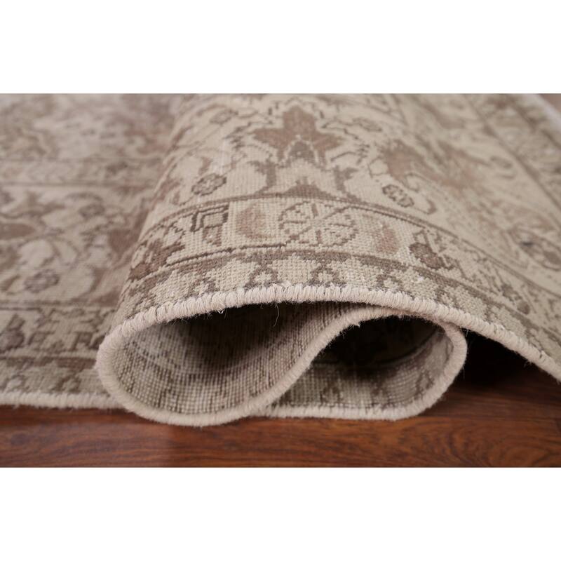 Distressed Muted Tabriz Persian Antique Rug Hand-Knotted Wool Carpet - 7'9" x 10'7"