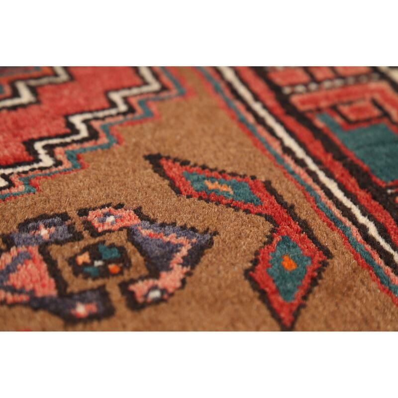 Hand Knotted Oriental 100% Wool Carpet Traditional Geometric Brown Ardebil Area Rug - 6' 9'' X 3' 9''