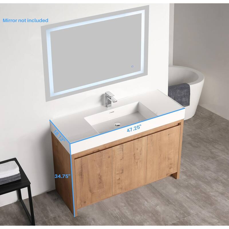 Blossom 48" All Wood Freestanding Bathroom Vanity with Acrylic Sink