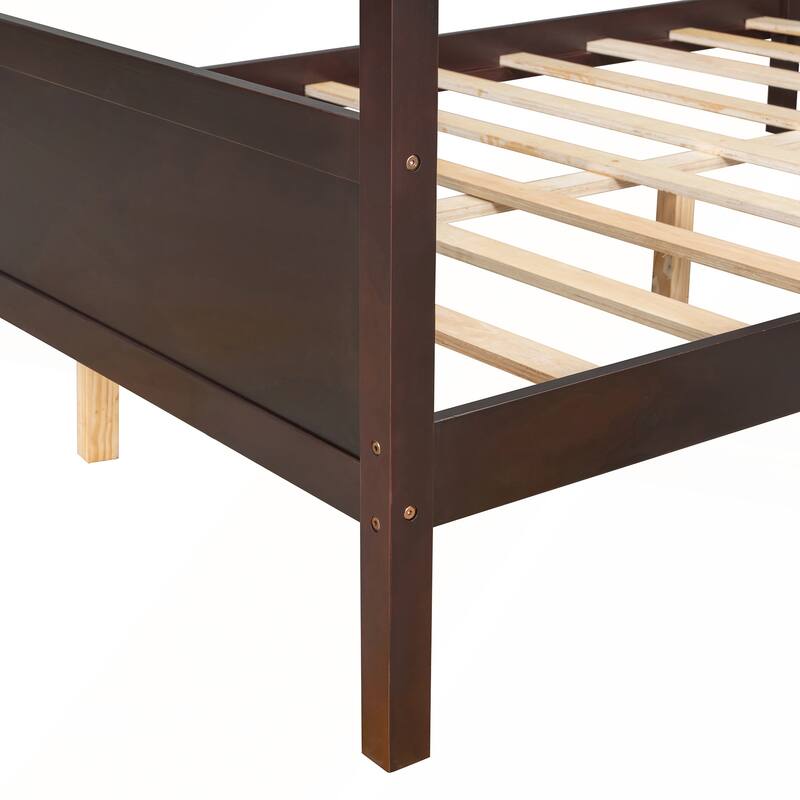 Queen Size Canopy Platform Bed with Headboard and Footboard