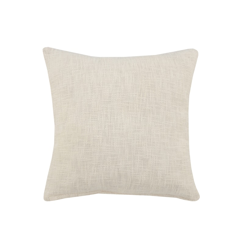 HomeRoots 20" X 20" Cream 100% Cotton Zippered Pillow