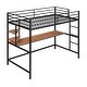 preview thumbnail 6 of 12, Modern Style Twin Metal Loft Bed with Desk, Shelve, 4-step Ladder and Guardrail, Creative Structure & Good Stability, Espresso