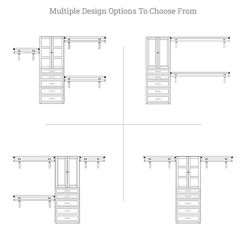 John Louis Home Solid Wood Reach-In Closet System with 5-Drawers and Raised Panel Doors Espresso