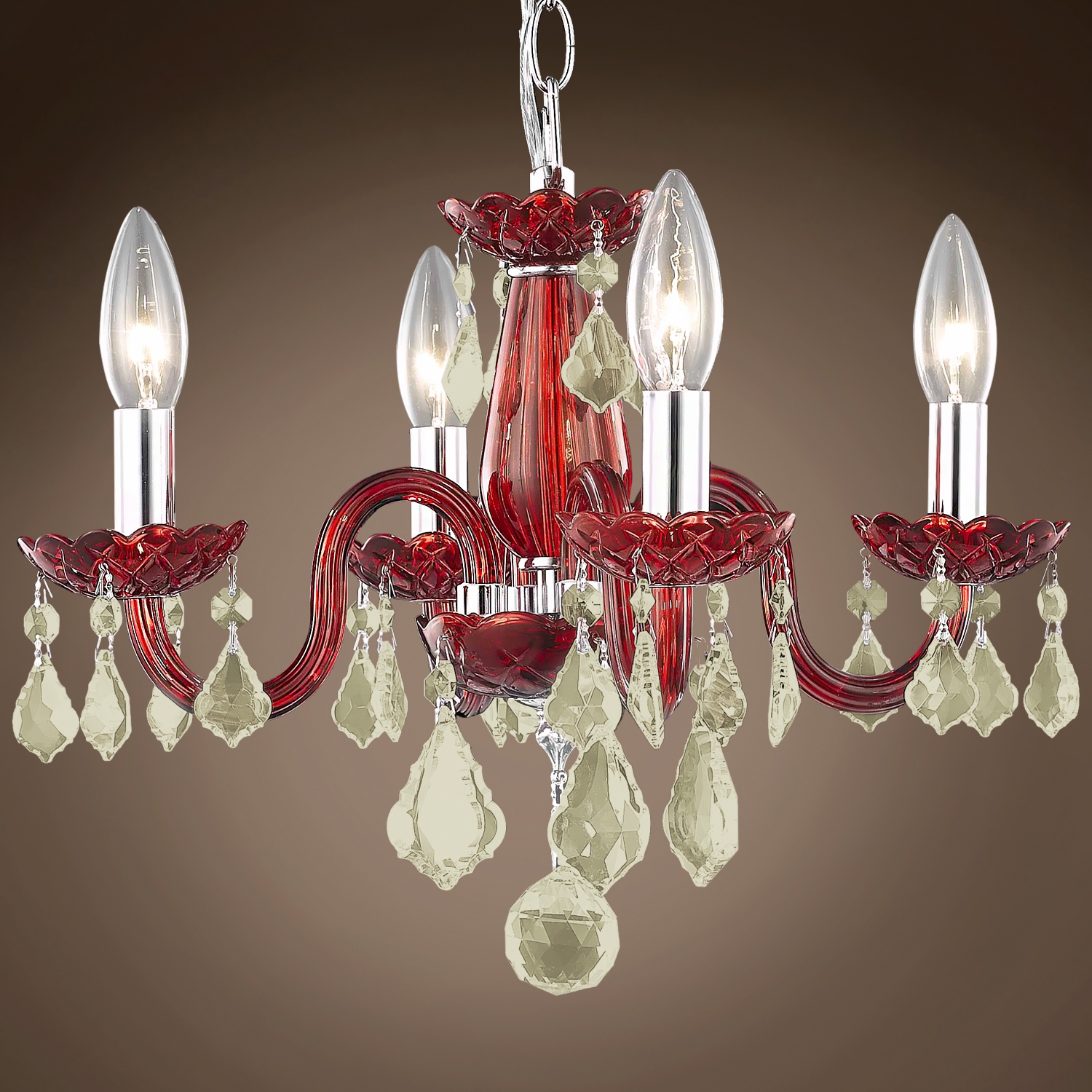 Victorian Design 4 Lt 15 Red Chandelier With Golden Teak Crystals Led Bulb 12.00 Bed Bath Beyond 39023405