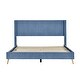 preview thumbnail 24 of 39, Queen Size Corduroy Platform Bed with Tufted Headboard and Metal Legs