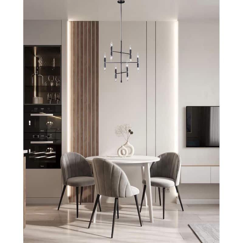 6-Light Black Metal Candle Light Pipe Chandelier