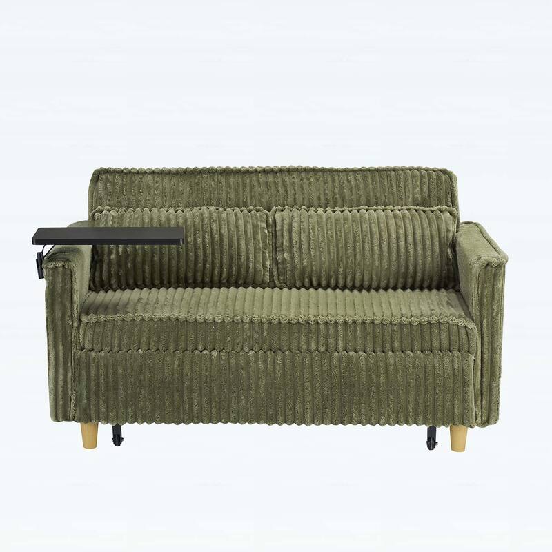 Pull-Out and Push-In Sofa with Movable Tabletop and USB Ports, Ideal for Living Rooms and Bedrooms
